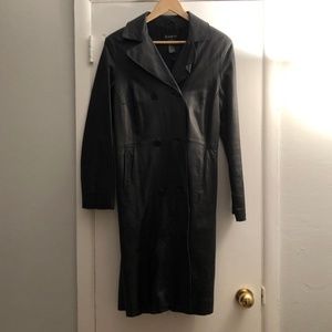 Bebe double breasted leather trench coat